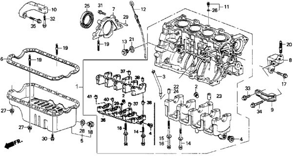 1989 Honda CRX Cylinder Block - Oil Pan Diagram