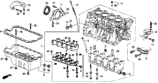 1991 Honda CRX Cover, R. Side Diagram for 11301-PE0-040