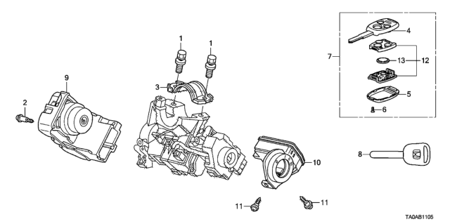 2012 Honda Accord Blank-Key (Driver 1) Diagram for 35118-TA0-C01