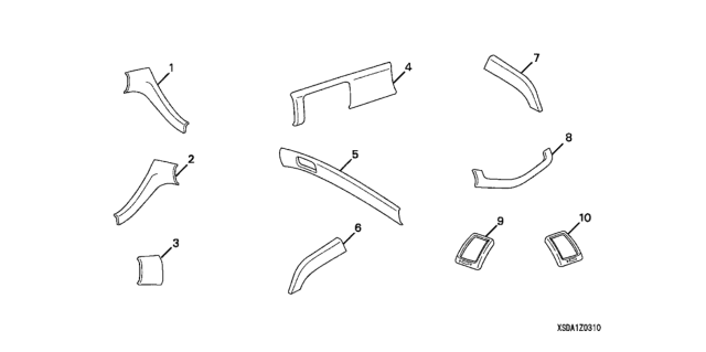 2004 Honda Accord 4 Door EX KL 5AT Interior Trim Kit (Birdseye Look) Diagram