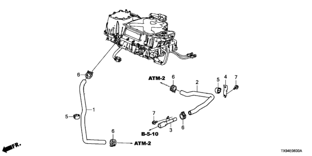 2013 Honda Fit EV Stay, Motor Outlet Hose Diagram for 1J491-RDC-A00
