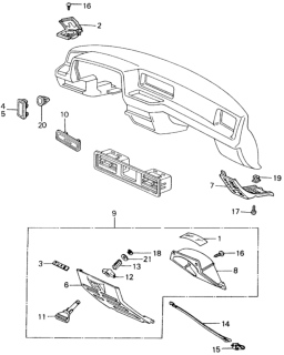1983 Honda Civic 4 Door ** (1500) KH HMT Instrument Garnish Diagram
