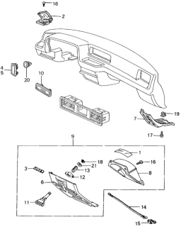 1983 Honda Civic Instrument Garnish Diagram