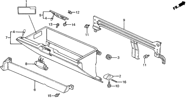 1989 Honda Civic Frame, Glove Box Diagram for 77551-SH5-A00