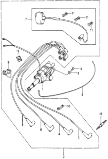 1980 Honda Prelude 2 Door ** KL HMT Distributor - Spark Plug Diagram