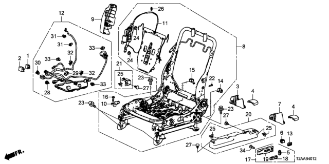 2017 Honda Accord Front Seat Components (Driver Side) (Power Seat) (TS Tech) Diagram