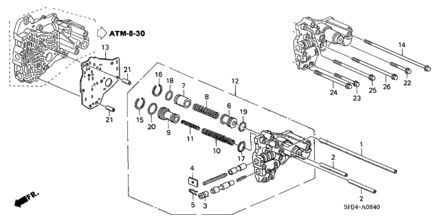 2006 Honda Odyssey 5 Door EXL-T KA 5AT AT Top Accumulator Body Diagram