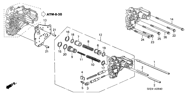 2006 Honda Odyssey AT Top Accumulator Body Diagram