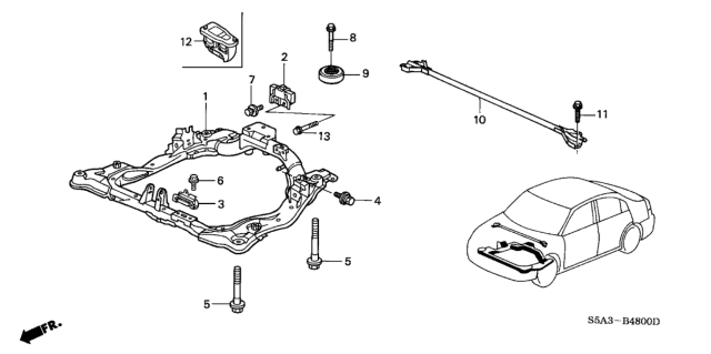 2002 Honda Civic Damper, RR. Diagram for 50205-S5A-020