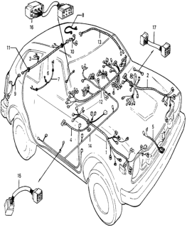 1975 Honda Civic Wire Harness, RR. Side Diagram for 32108-657-000