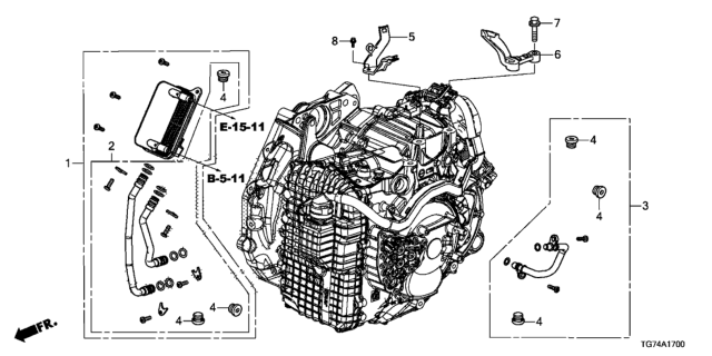 2021 Honda Pilot 5 Door TRG (AWD) KA 9AT AT Oil Cooler - Pipes (9AT) Diagram