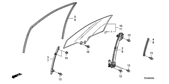 2008 Honda Accord Door Glass - Regulator Diagram