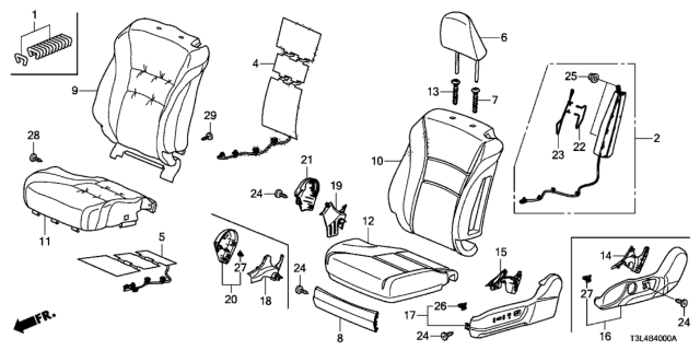 2014 Honda Accord Front Seat (Driver Side) Diagram