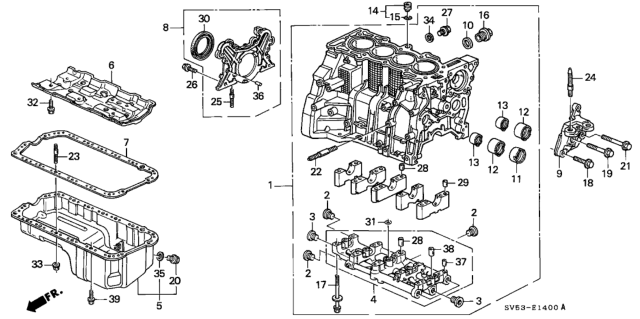1997 Honda Accord Cylinder Block - Oil Pan Diagram