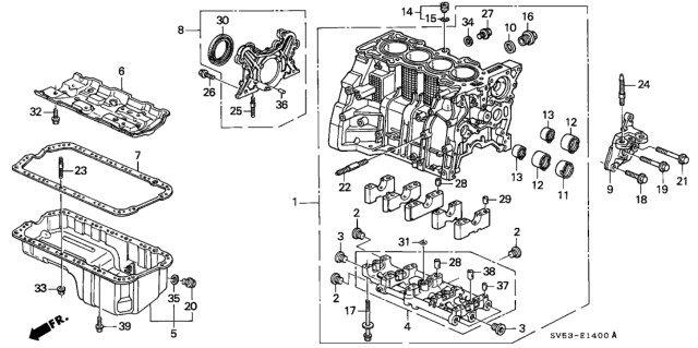 1994 Honda Accord 5 Door EX KA 5MT Cylinder Block - Oil Pan Diagram