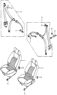 1979 Honda Prelude Front Seat - Seat Belt Diagram