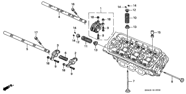 2002 Honda Accord 4 Door LX (V6) KA 4AT Valve - Rocker Arm (Front) (V6) Diagram