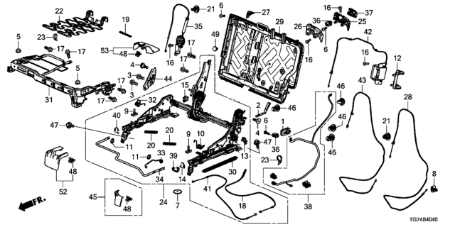 2021 Honda Pilot Middle Seat Components (Driver Side) (Bench Seat) Diagram