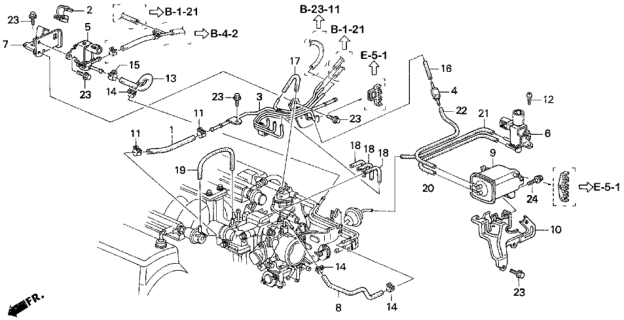 1995 Honda Accord Stay, Purge Control Solenoid Diagram for 36164-P0G-A00
