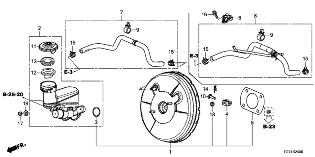 2019 Honda Pilot Brake Master Cylinder  - Master Power Diagram