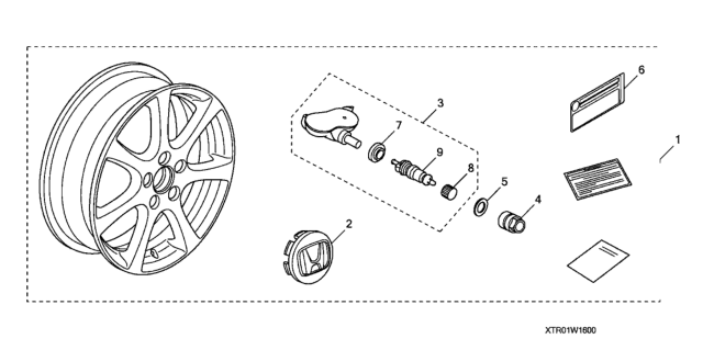 2013 Honda Civic Wheel, Alloy (16") Diagram for 08W16-TR0-100