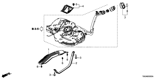 2018 Honda Civic Cover, Fuel Capless Diagram for 17666-TBG-A01