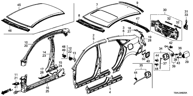 2020 Honda Civic Adapter Assy., Fuel Filler Diagram for 74480-TEG-A00