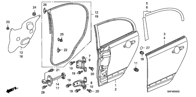 2007 Honda Civic 4 Door GX KA 5AT Rear Door Panels Diagram