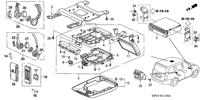 2004 Honda Pilot Jack Assy., Headphone *NH167L* (GRAPHITE BLACK) Diagram for 39590-S9V-A01ZA