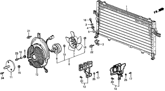 1985 Honda CRX A/C Condenser (Sanden) Diagram