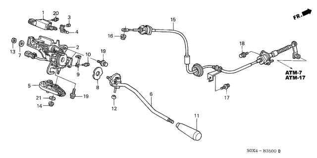 2002 Honda Odyssey Spring, Detent Diagram for 54110-S0X-A82