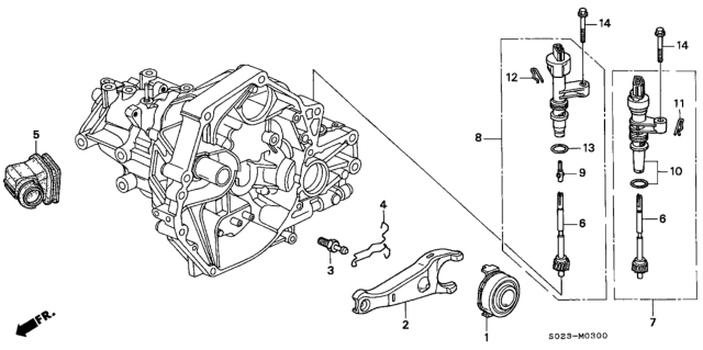 1998 Honda Civic MT Clutch Release (SOHC) Diagram
