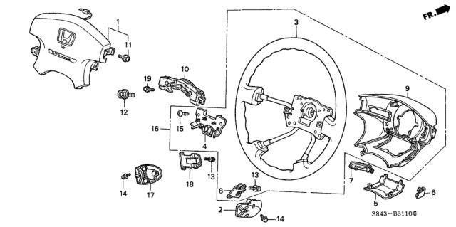 1998 Honda Accord Wheel, Steering (Quartz Gray) (Leather) Diagram for 78510-S84-A91ZB