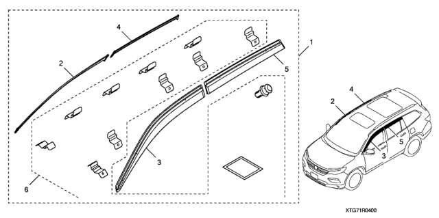 2019 Honda Passport VISOR COMP, R. FR. Diagram for 08R04-TG7-100A1