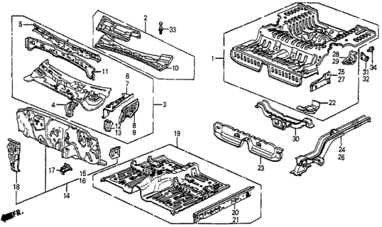 1986 Honda Prelude Shelter, R. Side Member Diagram for 60655-SB0-300ZZ