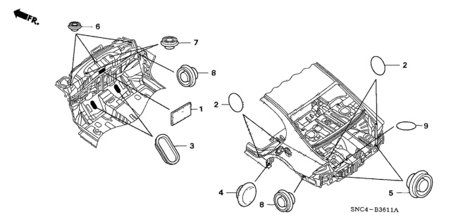 2011 Honda Civic Grommet (Rear) Diagram