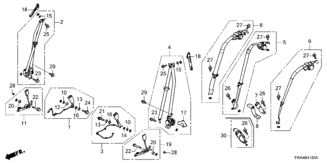 2018 Honda Accord Hybrid Outer Set, Right Front Seat Belt (Wisteria Light Gray) Diagram for 04814-TVA-A00ZC