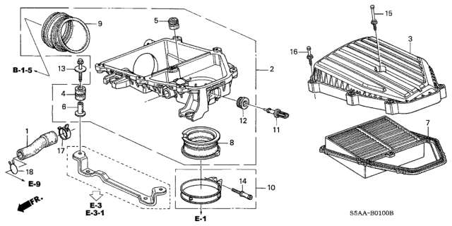 2004 Honda Civic 4 Door LX (SIDE SRS) KA 5MT Air Cleaner Diagram