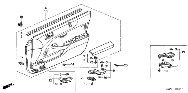 2004 Honda Civic Armrest, Driver Side (Graphite Black) Diagram for 83555-S5P-A00ZA