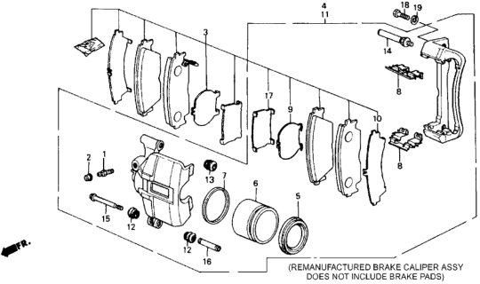 1988 Honda Prelude Front Brake Caliper Diagram