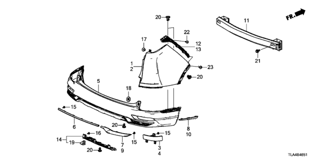 2020 Honda CR-V W-Face, Rear-Bumper Diagram for 71501-TLA-A70