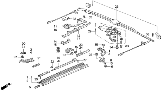 1995 Honda Prelude Cable Assembly, Sunroof Diagram for 70400-SS0-003