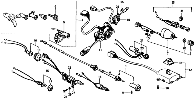 1977 Honda Civic Lighter Assembly, Cigarette Diagram for 39600-SA5-305