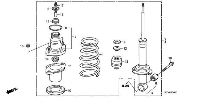 2009 Honda Element Shock Absorber Assembly, Left Rear Diagram for 52620-SCV-A91