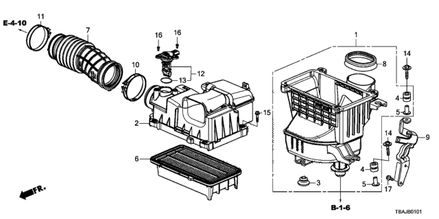 2019 Honda Civic 4 Door SI KA 6MT Air Cleaner Diagram