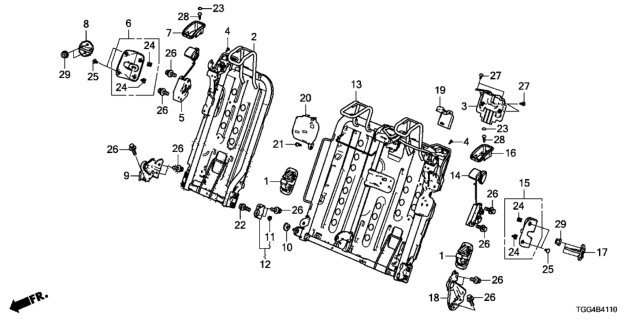 2019 Honda Civic Rear Seat Components Diagram