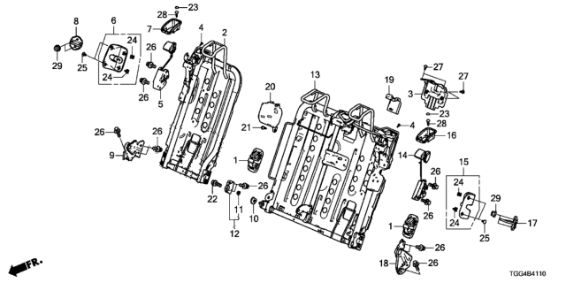 2017 Honda Civic Striker, R. RR. Seat-Back Diagram for 82280-TGG-A31