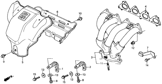 1991 Honda Accord Manifold, Exhuast Diagram for 18000-PT3-A10