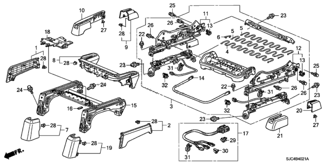2007 Honda Ridgeline Cord, Passenger Seat Diagram for 81311-SJC-A20