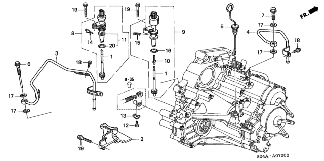2000 Honda Civic AT ATF Pipe - Speedometer Gear Diagram